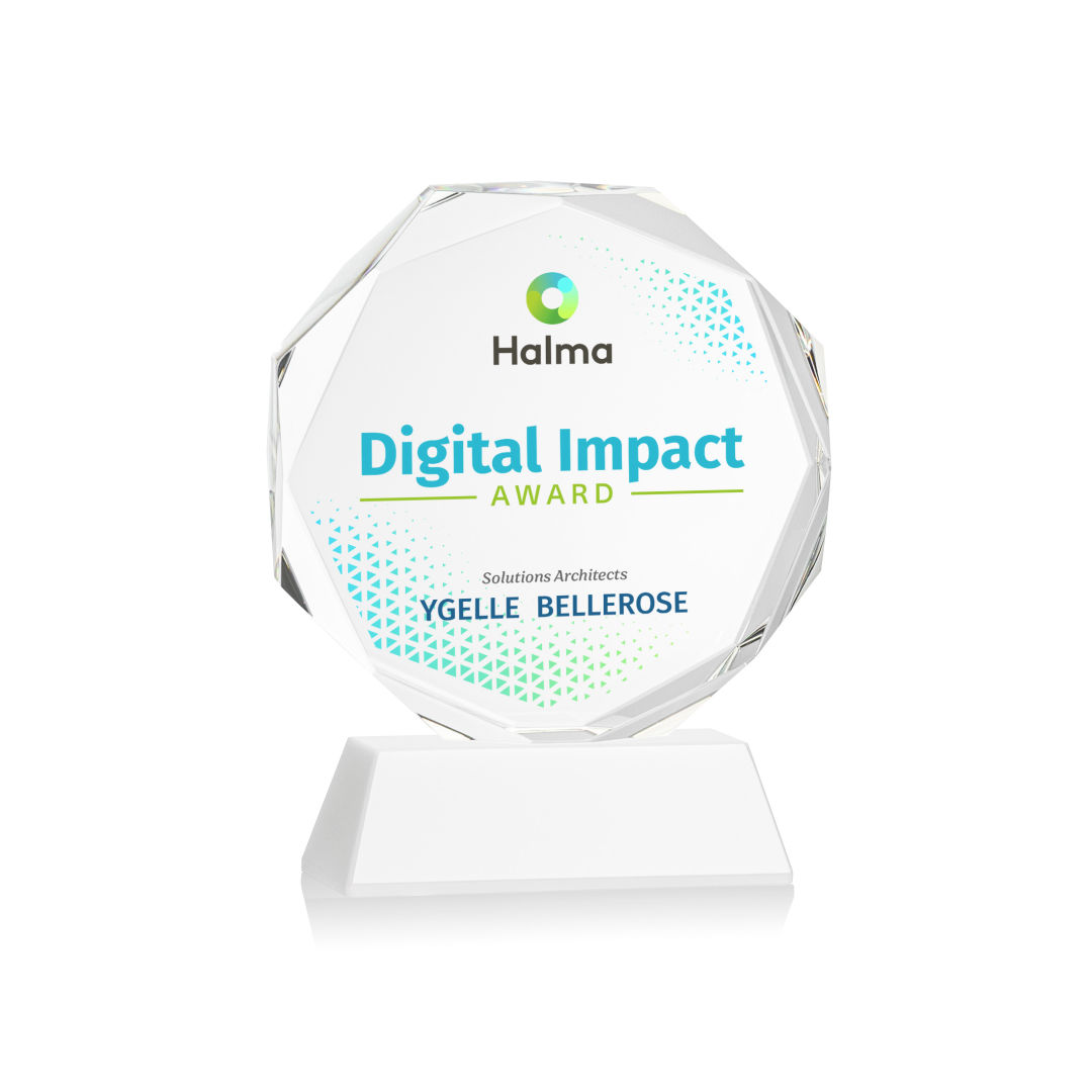 Acadian VividPrint™ Award on Newhaven Base - White