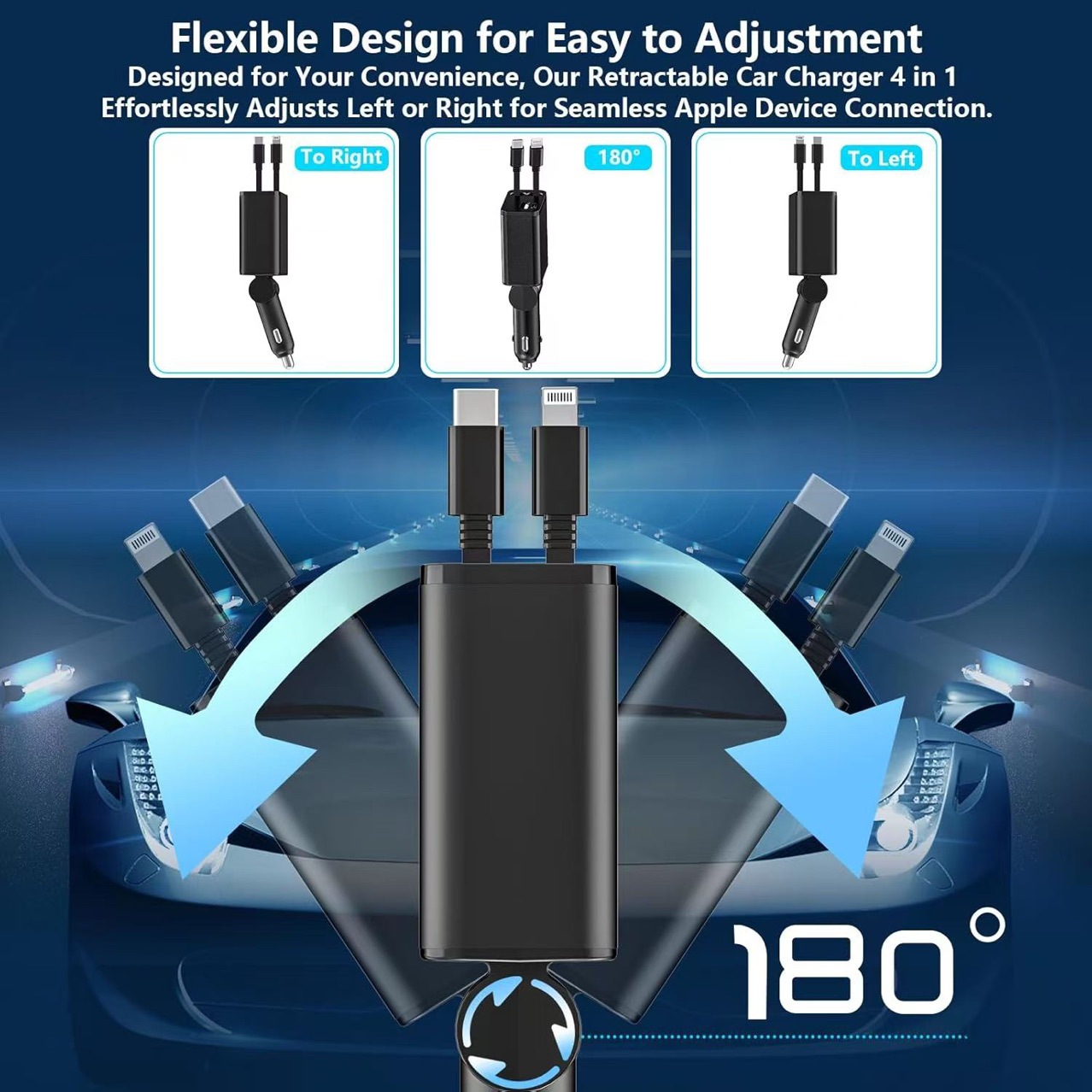 Retractable Car Charger 3