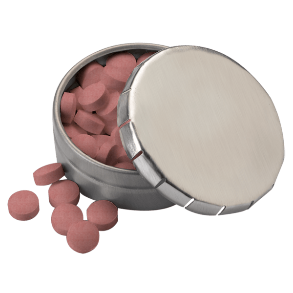 1 3/4" Small Round Push Tin with Mints 8