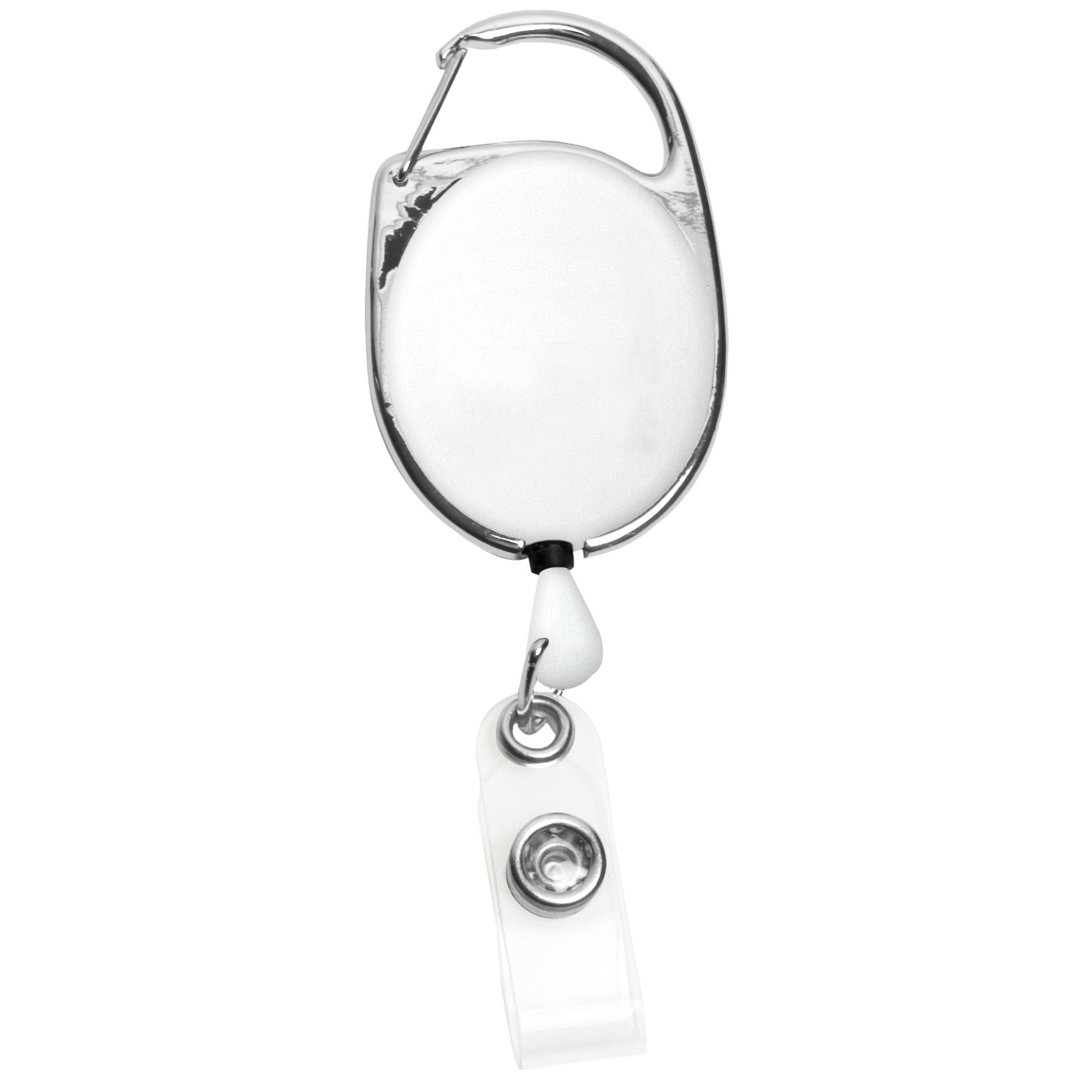 30" Carabiner Style Retractable Badge Reel (1 3/8"x2") Non-Printed with Metal Slip Clip