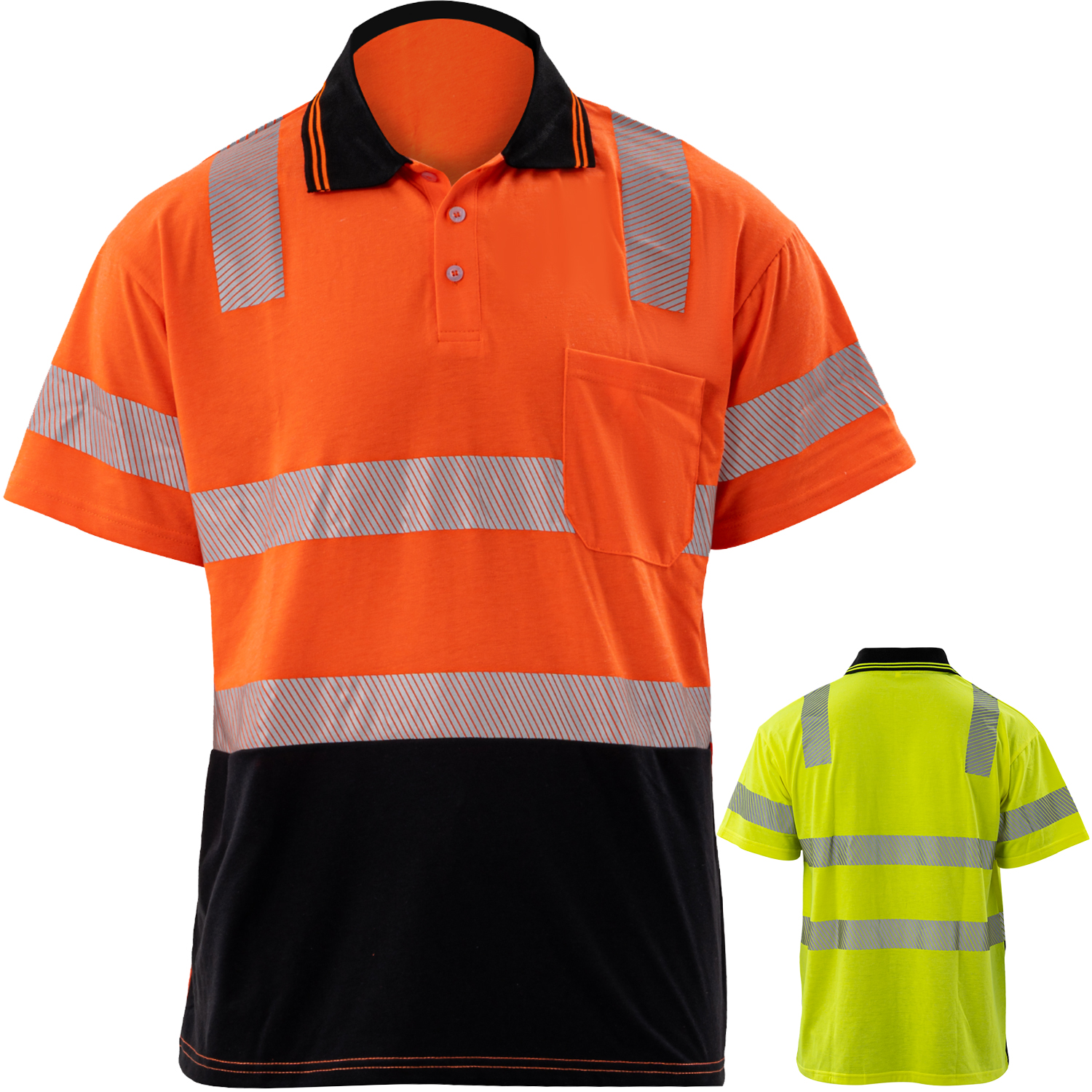 Class 3 Cotton Knitted Double Band Segmented Tape Polo Shirt with Pocket 3
