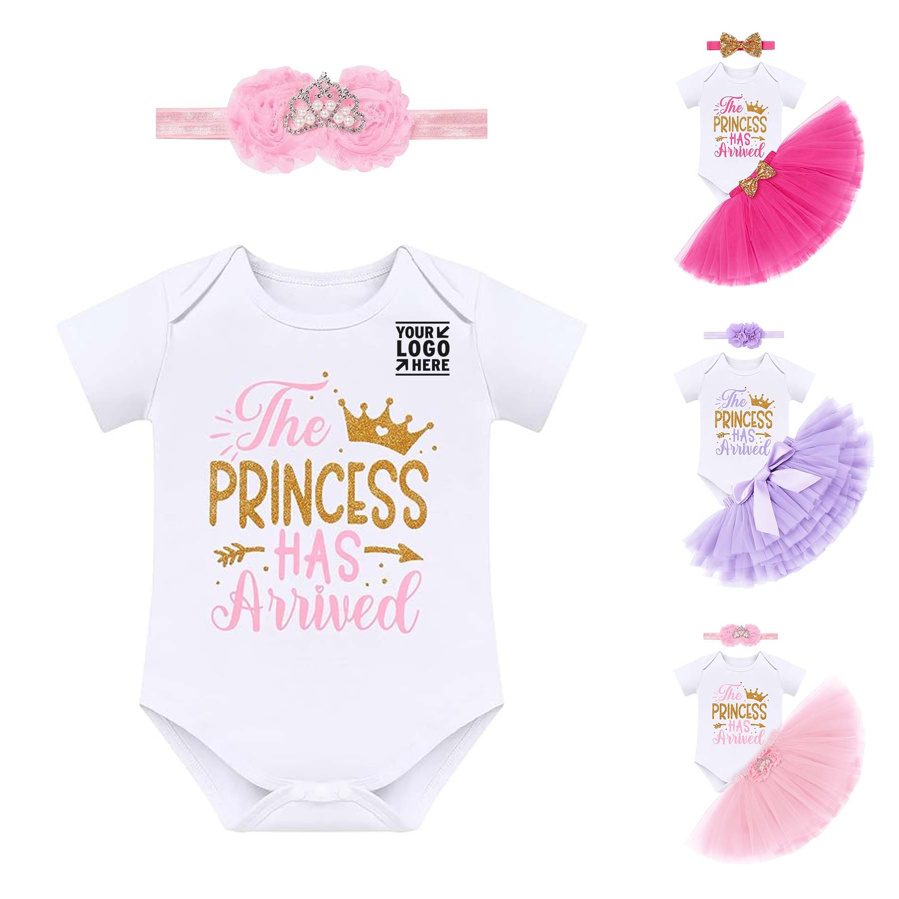 Baby Girls Coming Home Tutu Skirt Headband Shiny Princess Outfits Set for Photo Shoot