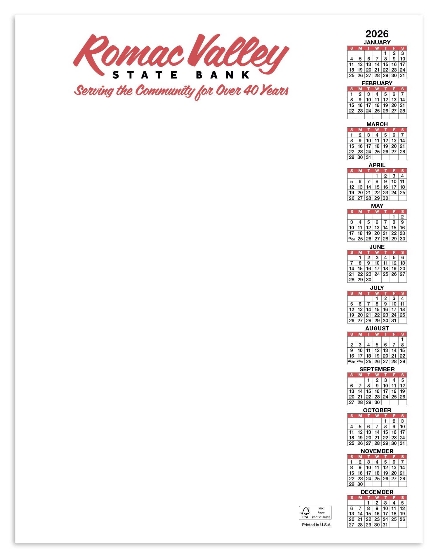 Skinner & Kennedy® Scratch Pad Calendar 48