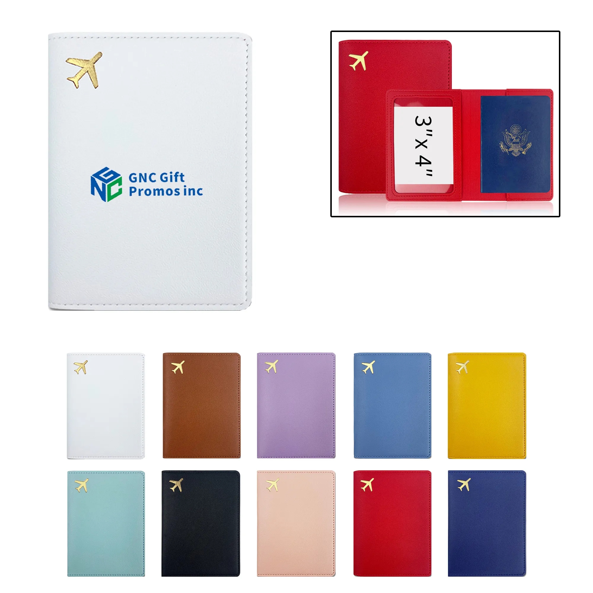 Passport Holder Gold-Stamped 5.5"x4.1", custom luggage with logo imprint 16