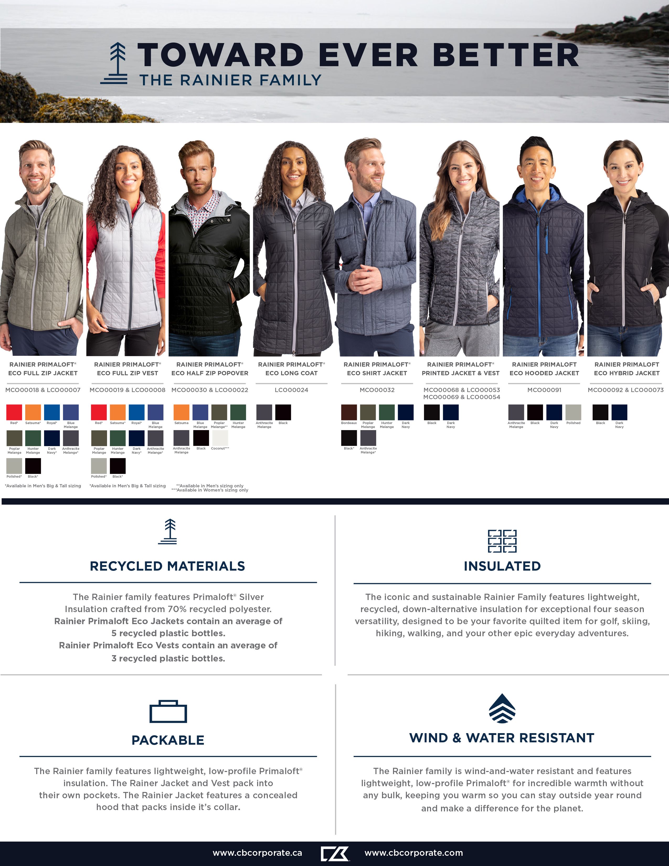 Cutter & Buck Rainier Recycled Insulated Puffer Mens Full Zip Hooded Jacket Jacket 20