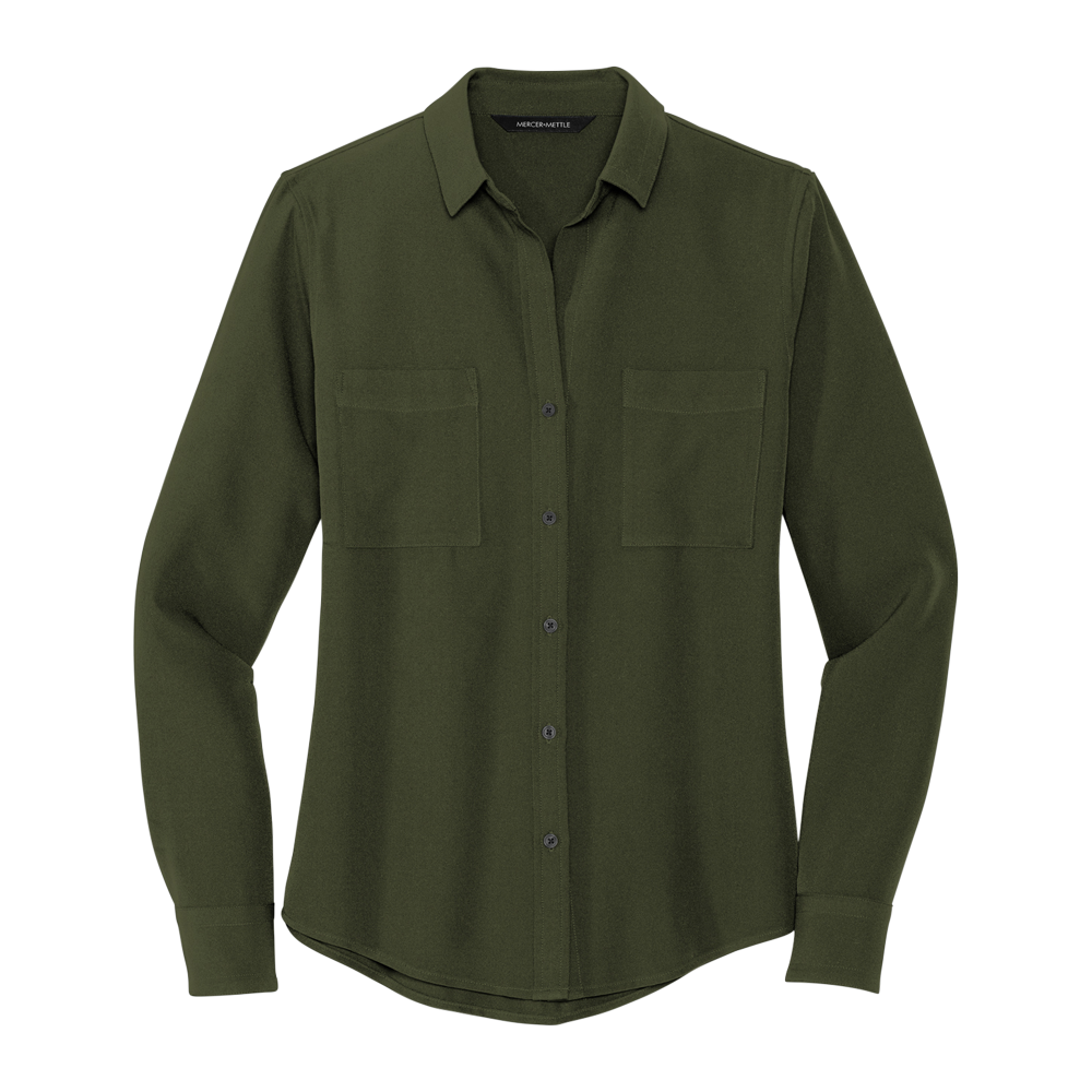 Women's Button Down Crepe Blouse 4
