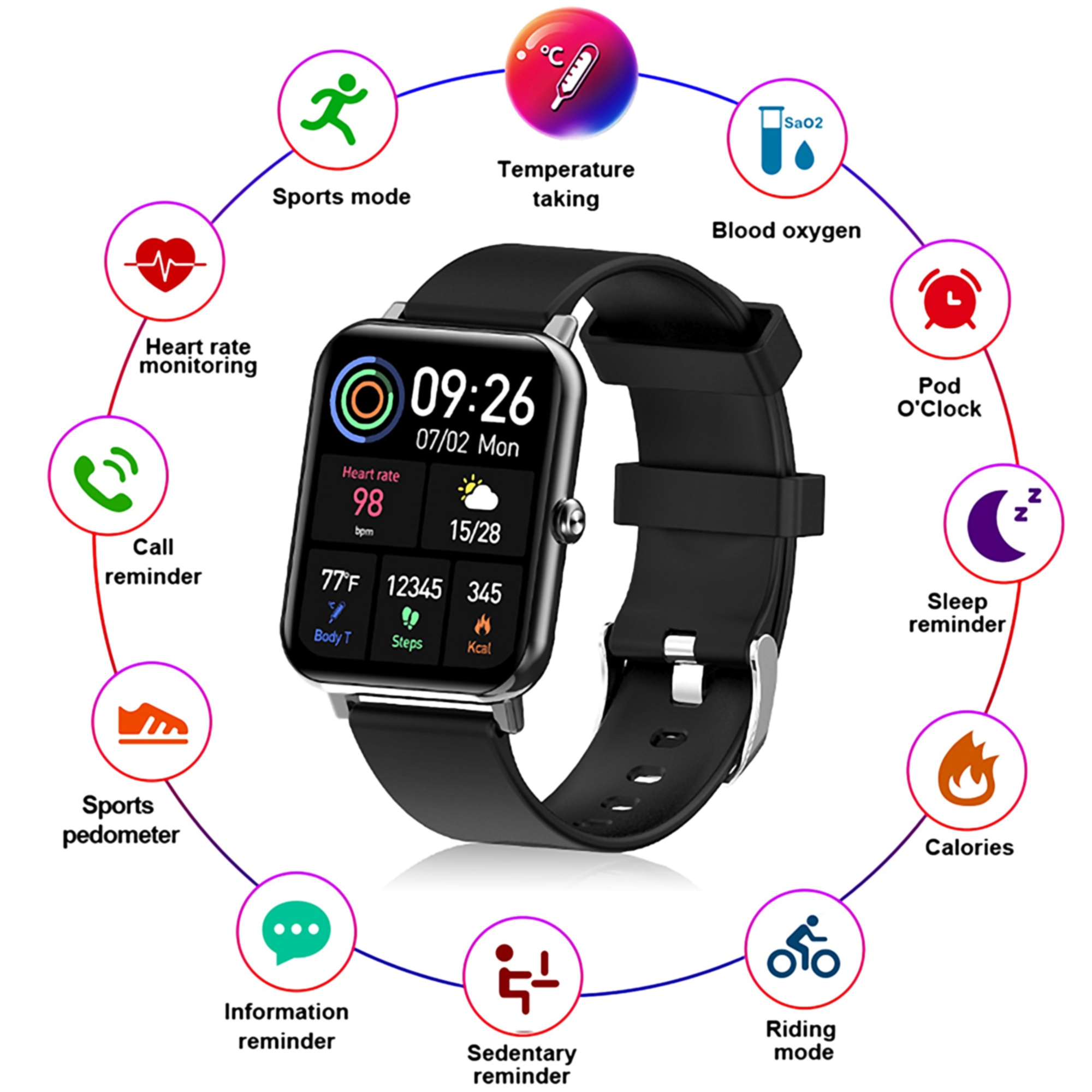 1.28" Waterproof Fitness Smartwatch 2