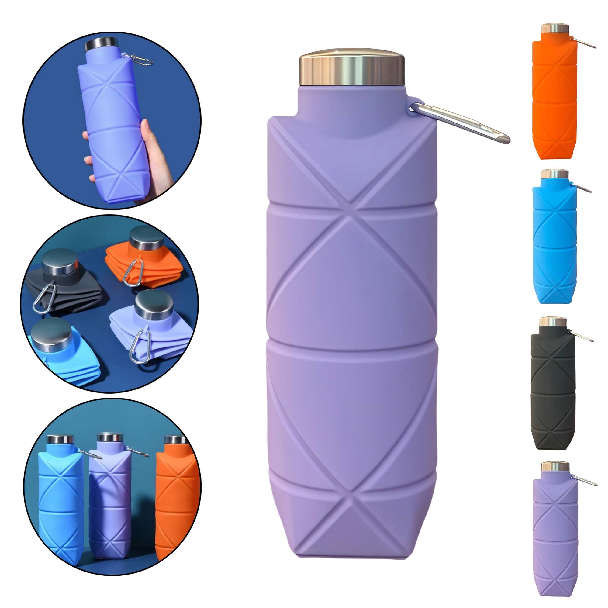 700ml Platinum Silicone Collapsible Diamond Water Bottle 4