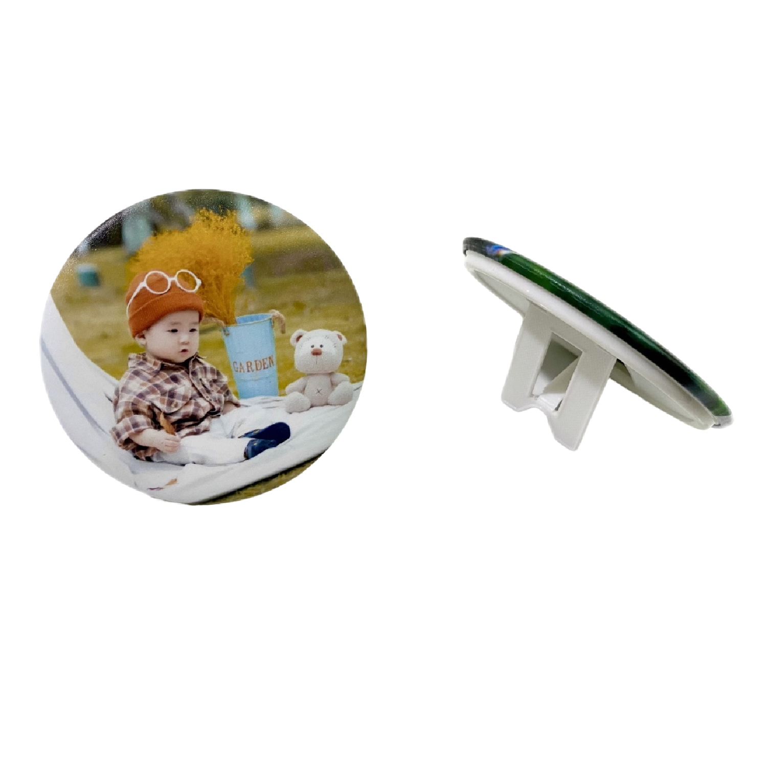 2.28" Full Color Round Tin Photo Stand 1