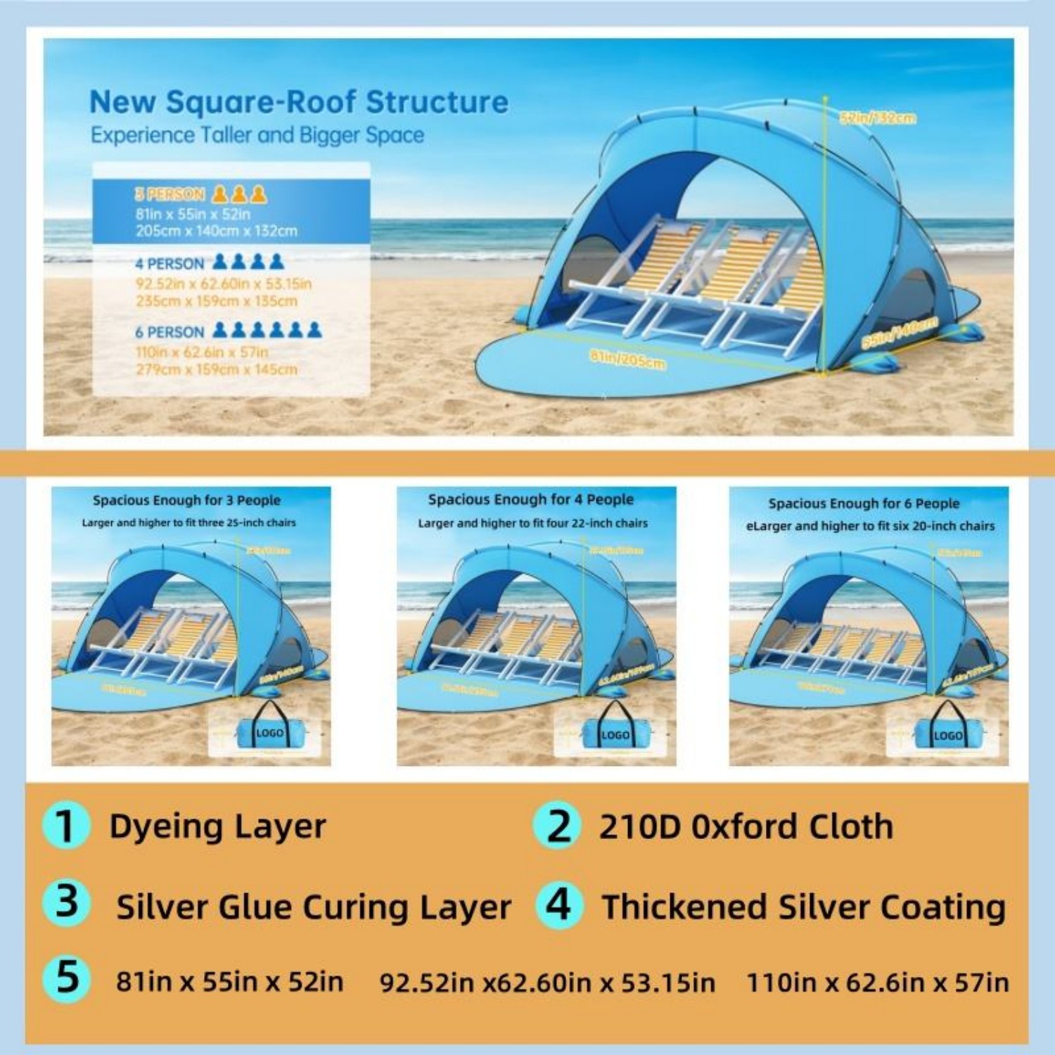 Dual Zipper Doors UV Protection Beach Tent 9