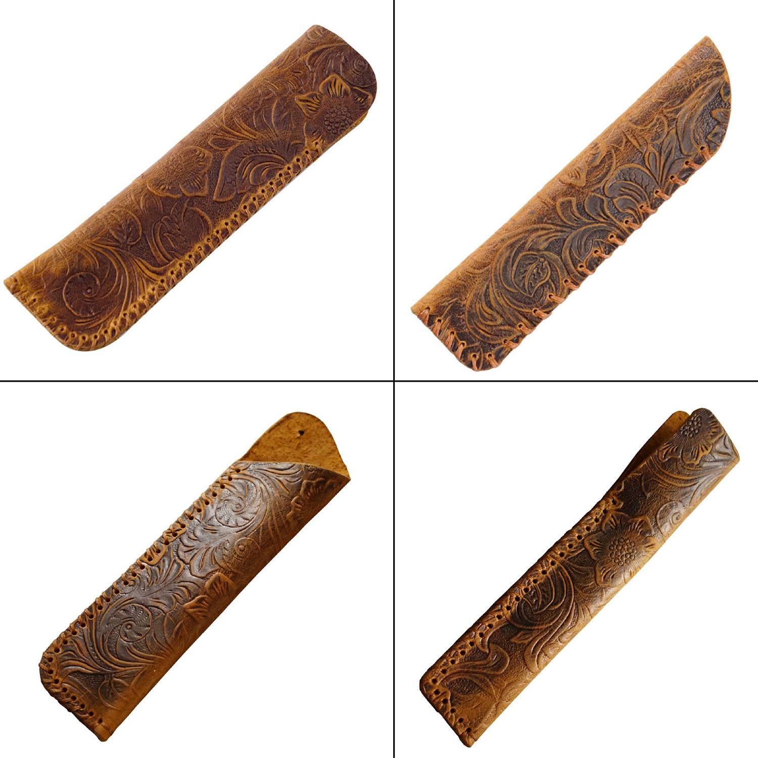 Vintage Carved Cowhide Leather Pen case/Sleeve 3