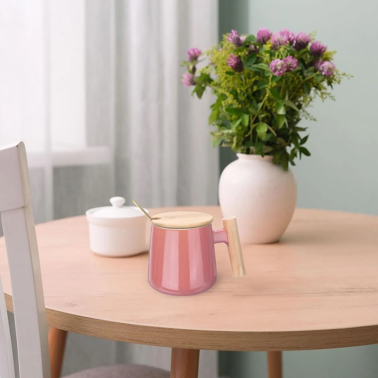 12oz Ceramic Mug With Wooden Handle 3