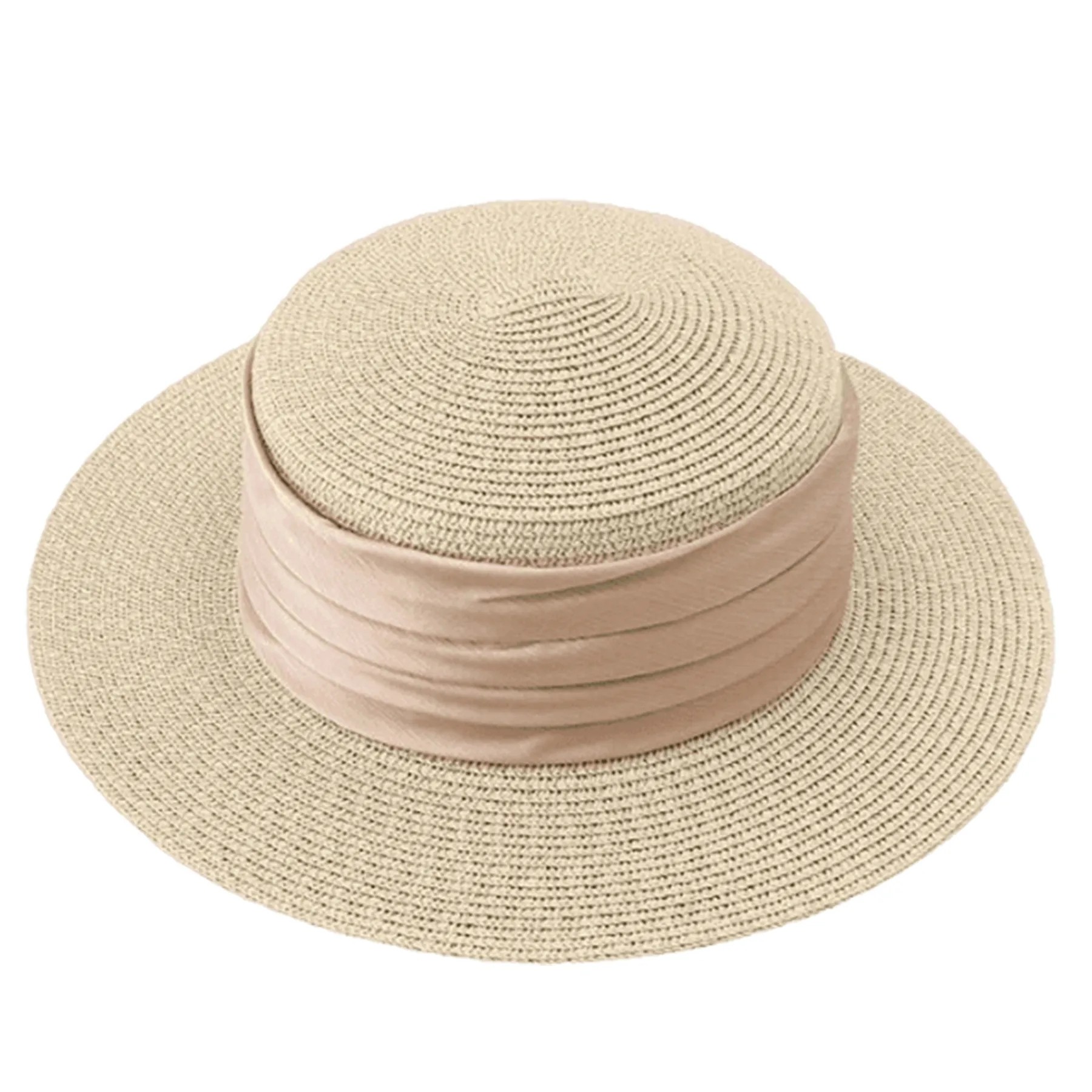 Summer Beach Sun Protective Flat Straw Hat For Women 4