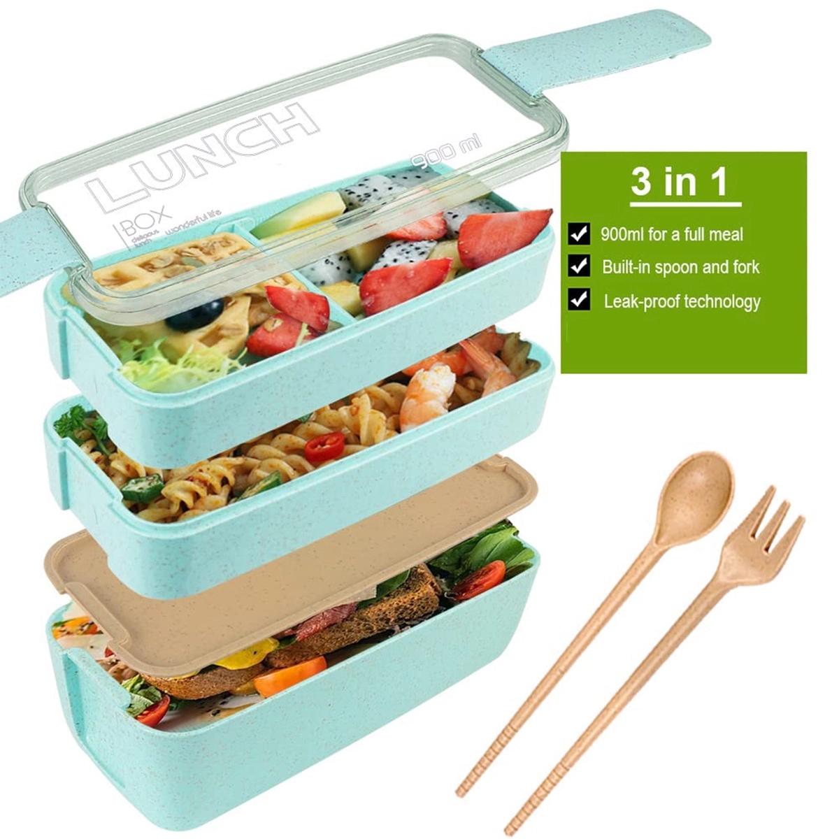 3-In-1 Leakproof Eco Bpa-Free Bento Box 7