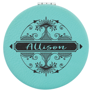2 1/2" Laserable Leatherette Compact Mirror 12