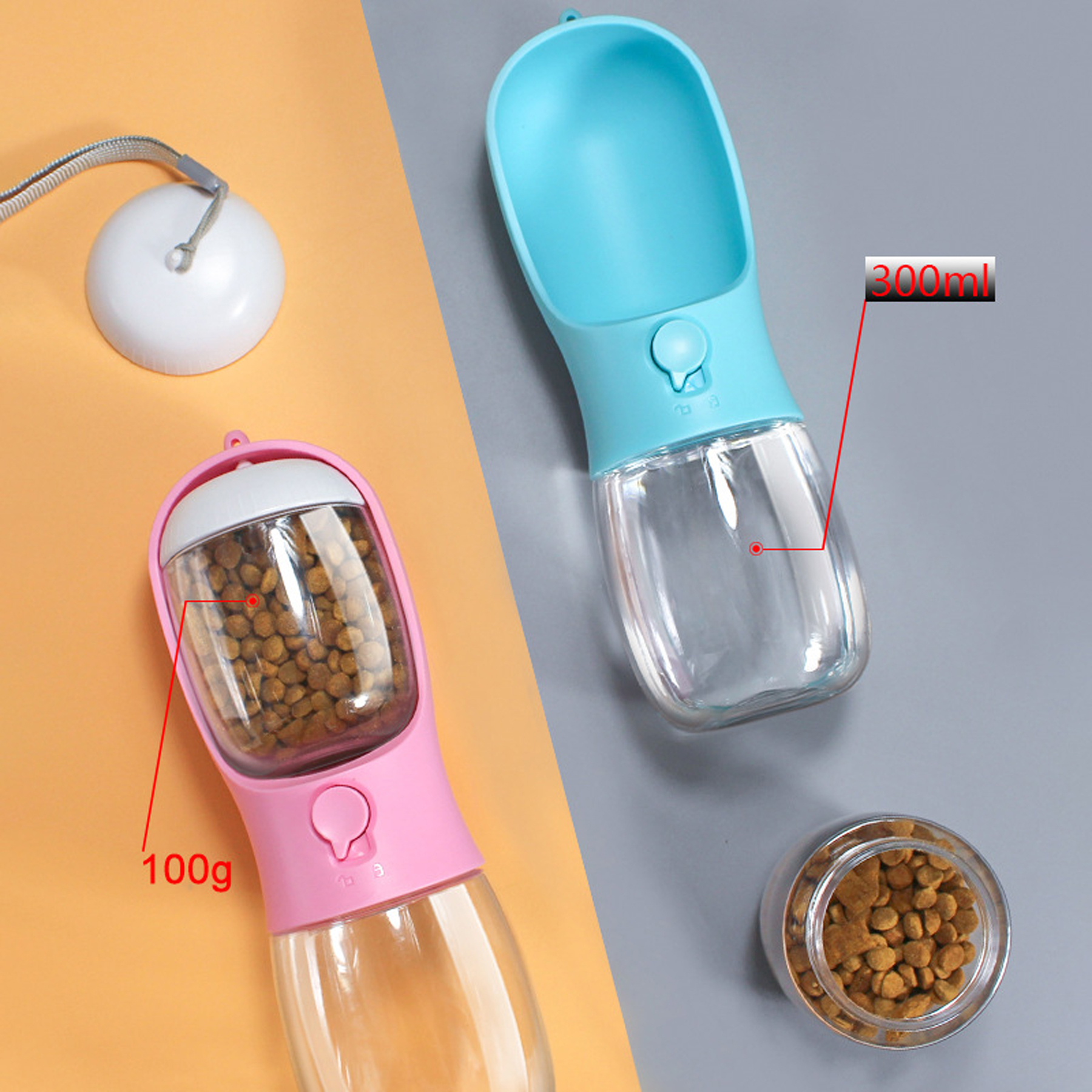 10oz Portable Dog Water Bottle with Food Container 2