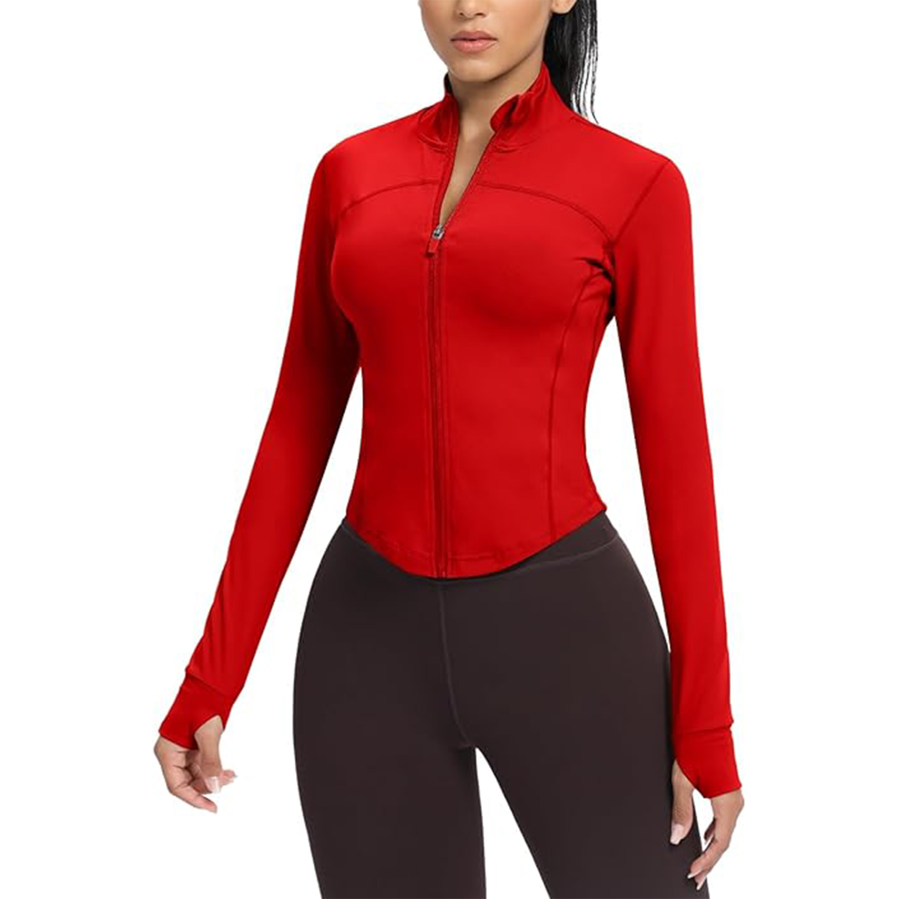 Women Cropped Running Workout Zip Jacket 13