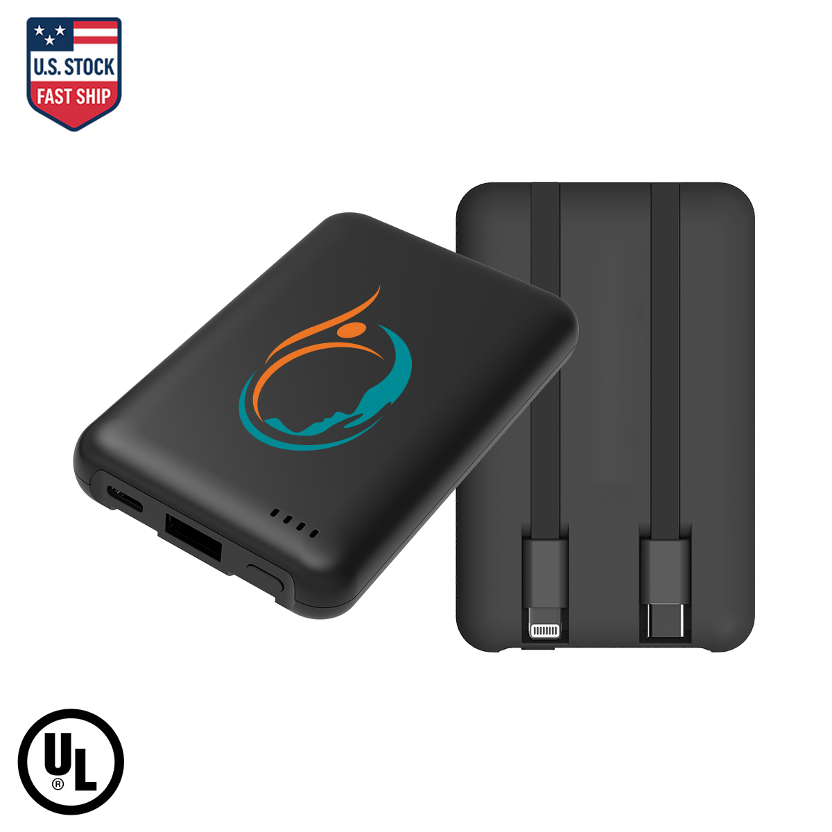 UL Certified 5000mAh Power Bank with Built-In Type C and Lightning Cables 10