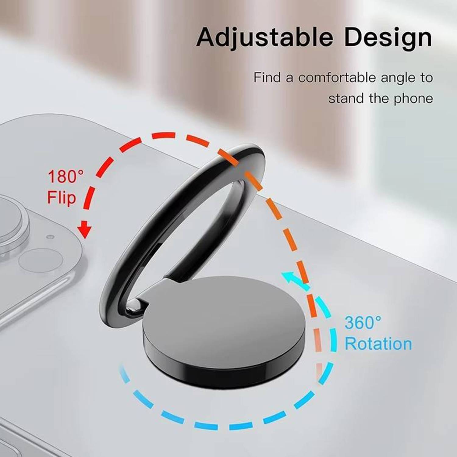 Zinc Alloy Adjustable Phone Ring Holder Stand 4