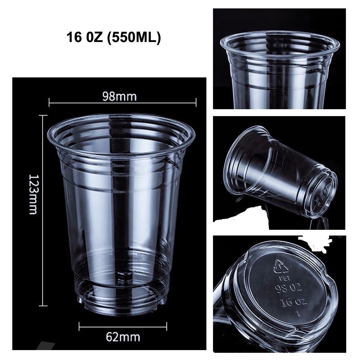 16 Oz Plastic Disposable Pet Clear Water Party Cups 4