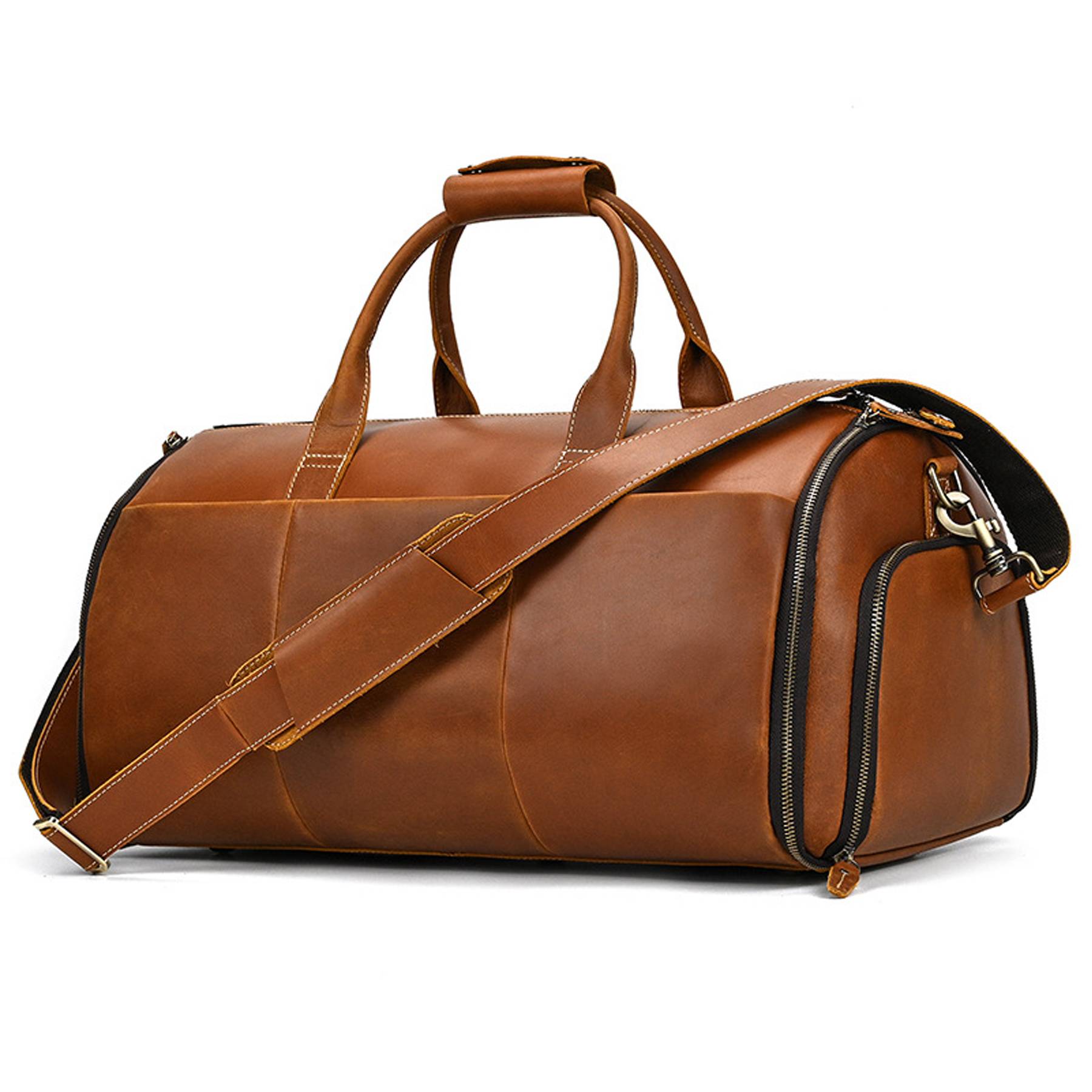 Genuine Leather Weekender Garment Duffle Bag 6