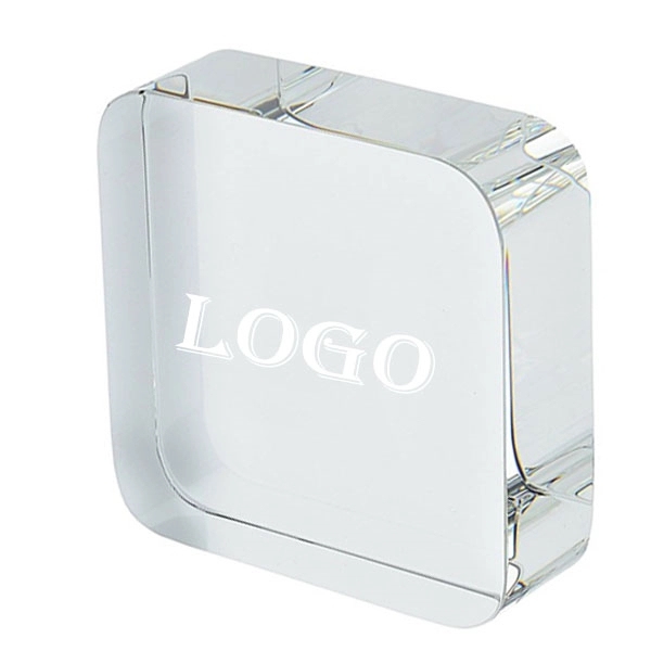 Crystal Rounded Corner Square Paperweight 3