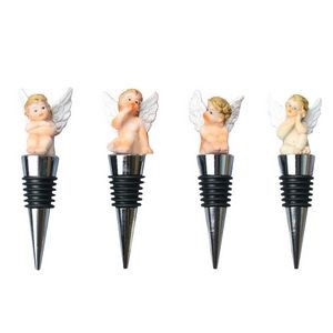 Charming 4 Piece Sitting Angel Cupid Wine Stopper Set 13