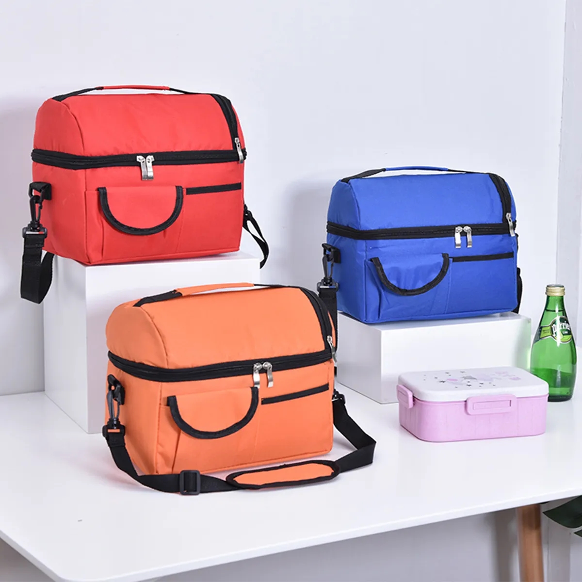 Compartment Box Double Deck Insulated Reusable Lunch Bag 9