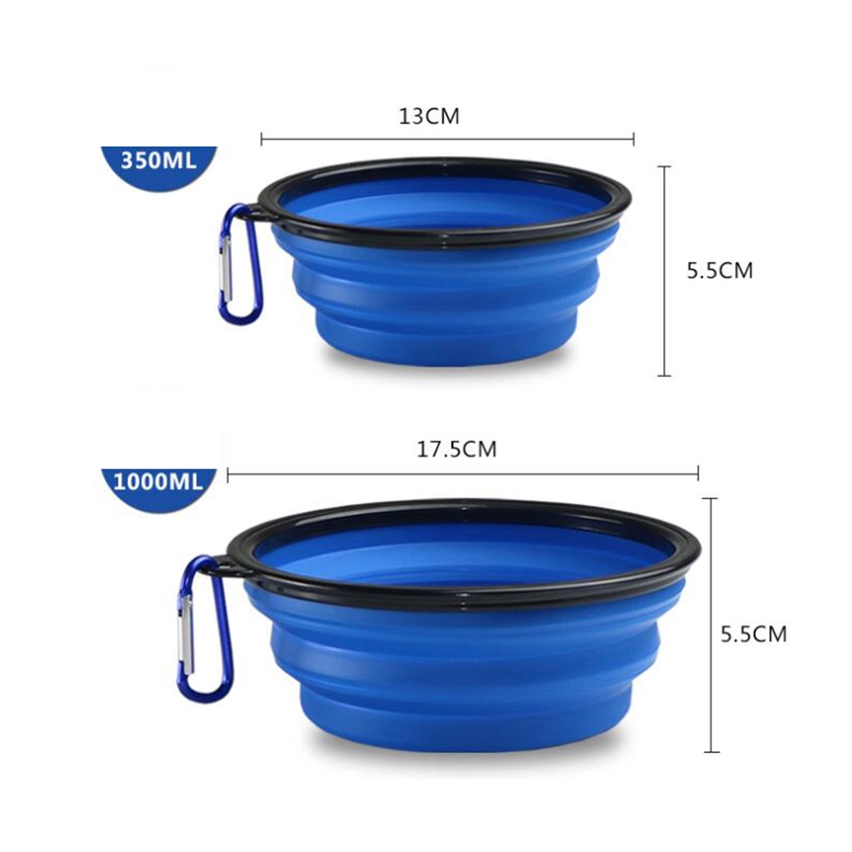 Pet Silicone Folding Bowl With Carabiner Hook 1
