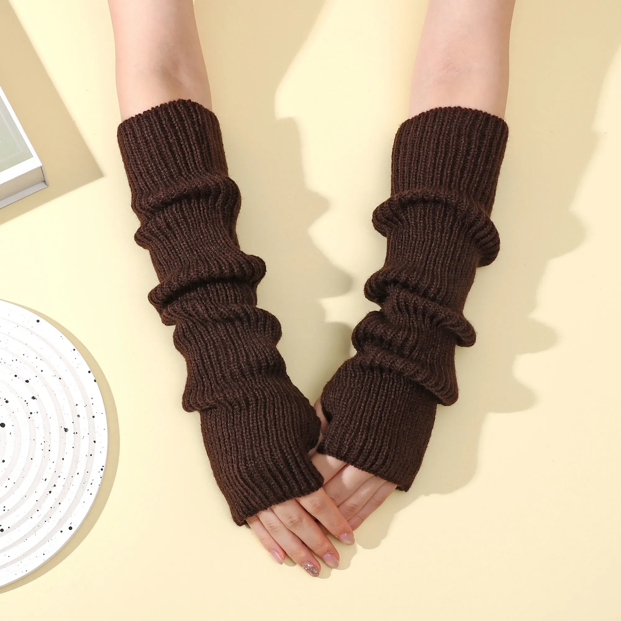 Long Fingerless Knit Winter Arm Warmers 12