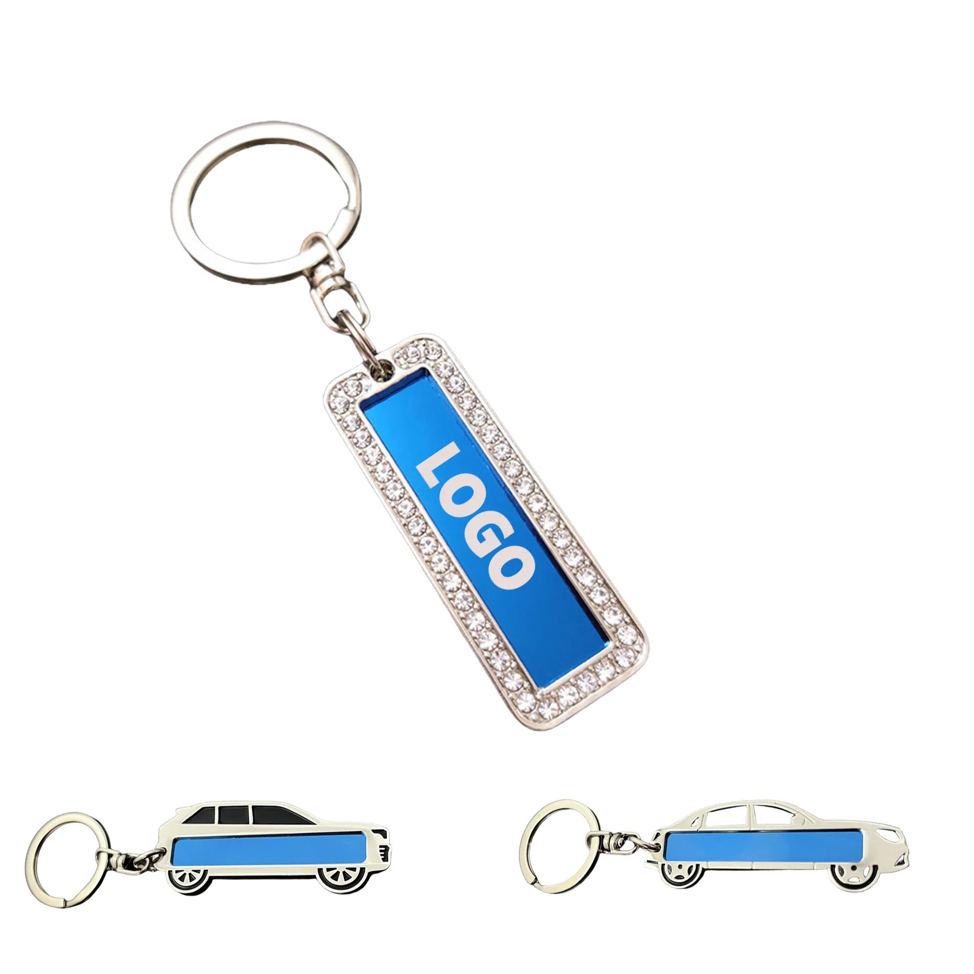Diamond Car License Plate Keychain KeyRing