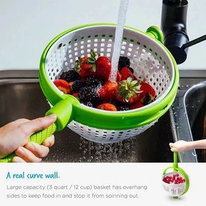 Rotating Drain Basket Spina Colander and Salad Spinner 4