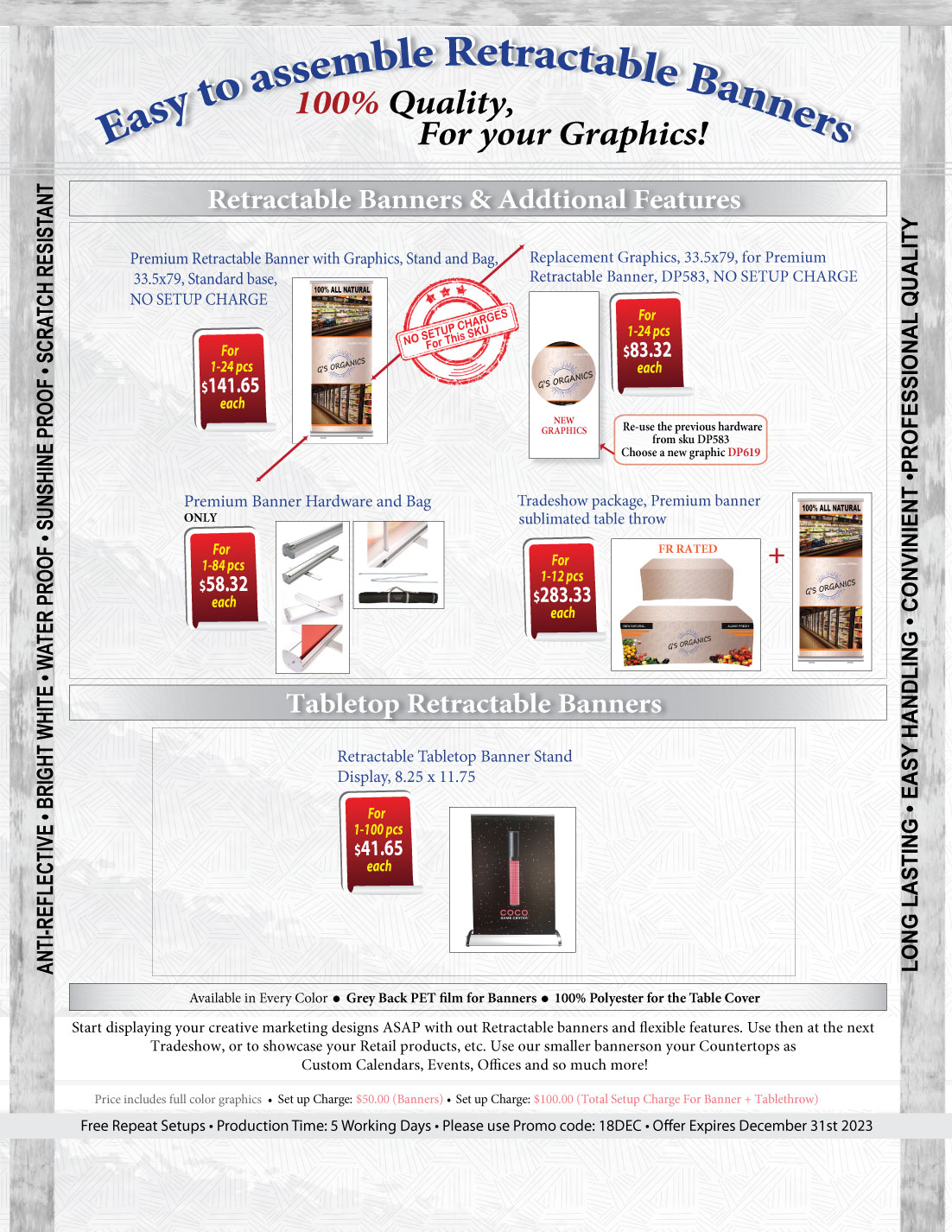 Premium Retractable Banner Hardware, Stand and Bag, Aluminum Base, Graphics are not included 2