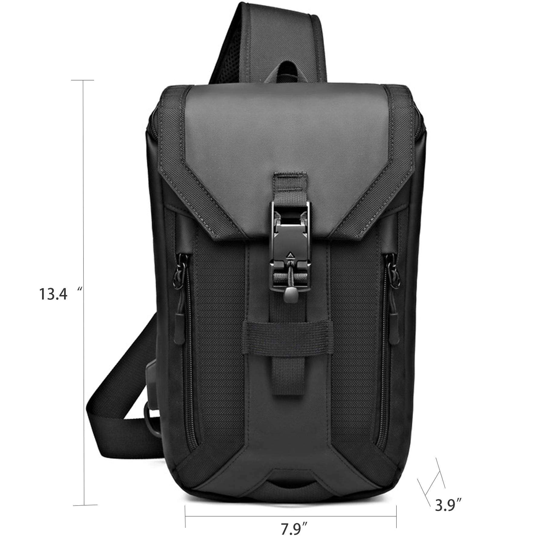 Oxford Waterproof Crossbody Sling Bag With USB Charging Port 5