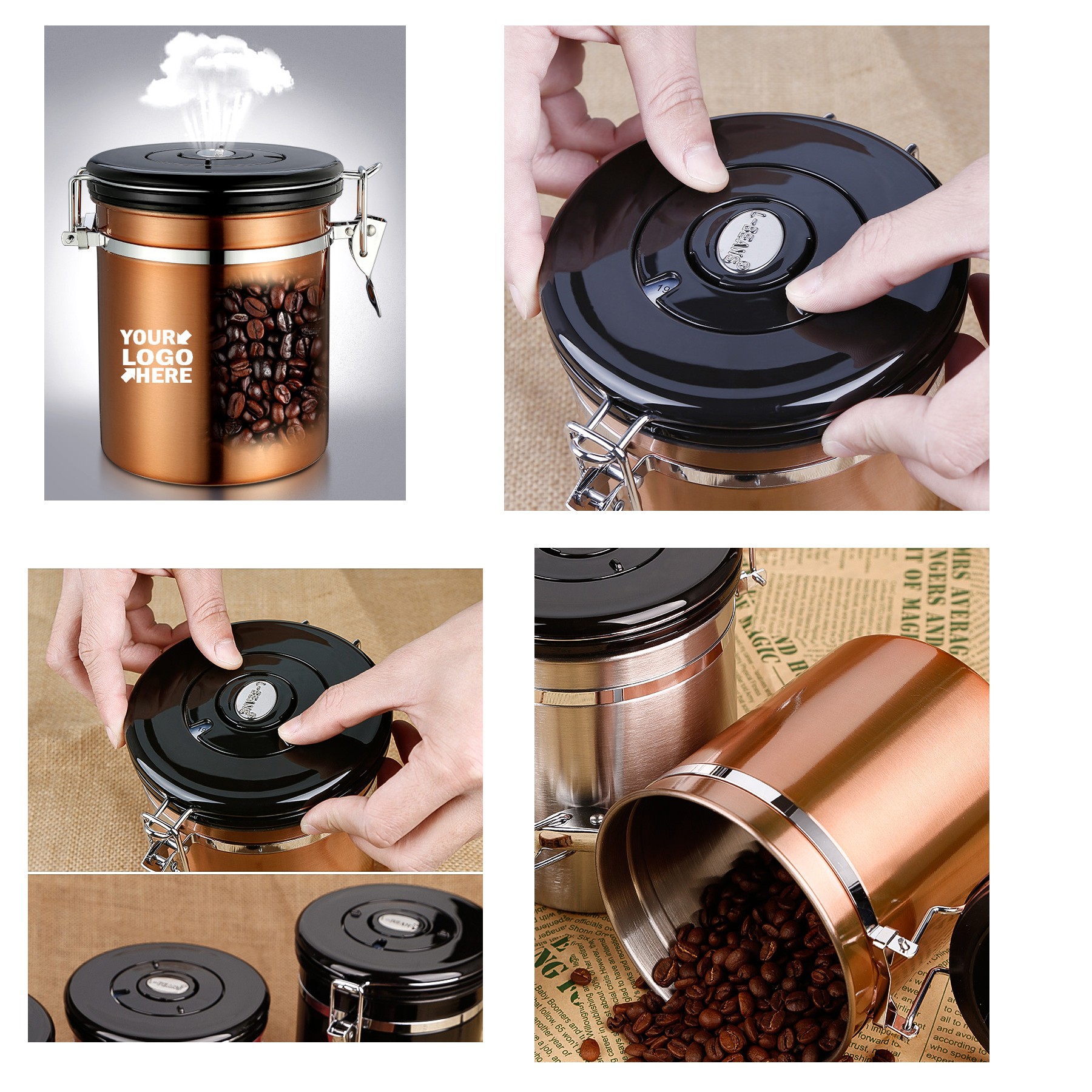 Large Stainless Steel Coffee Container Airtight Canister 2