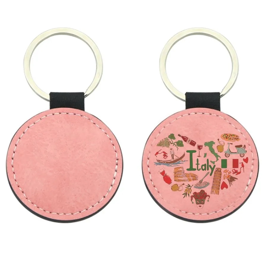 Full-Color Circle Leather Keychain 3