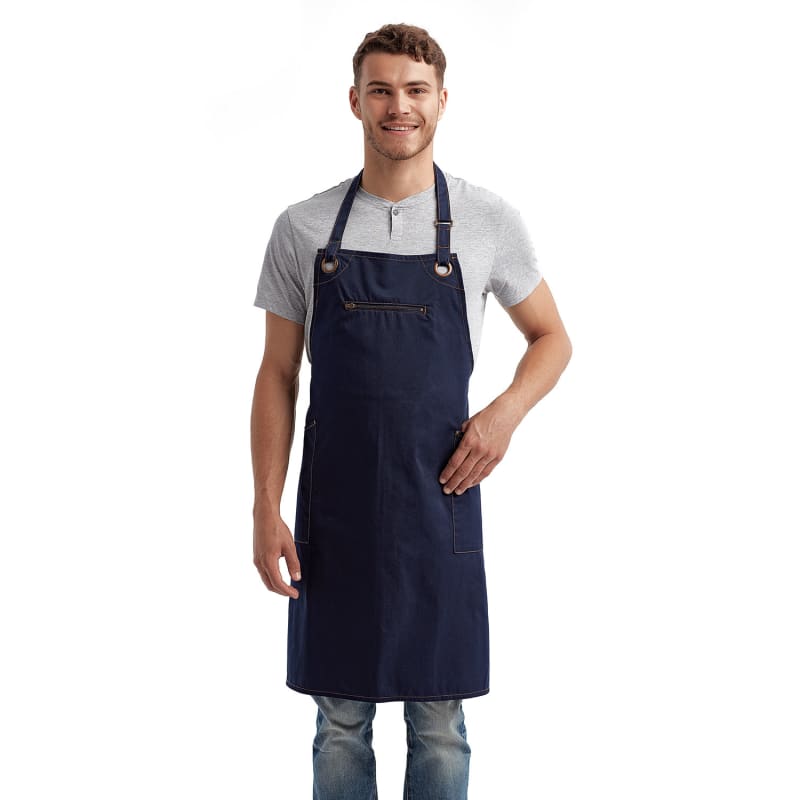 Artisan Collection By Reprime Unisex 'Barley' Contrast Stitch Recycled Bib Apron 24