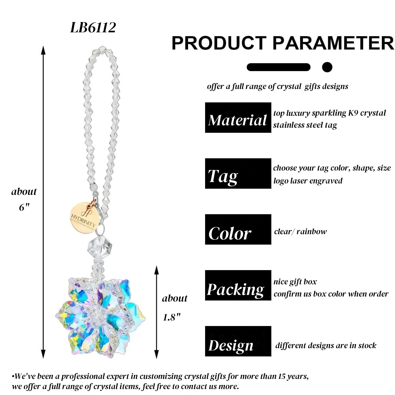 Flower Crystal Pendant Ornaments Car Hanging Accessories 1