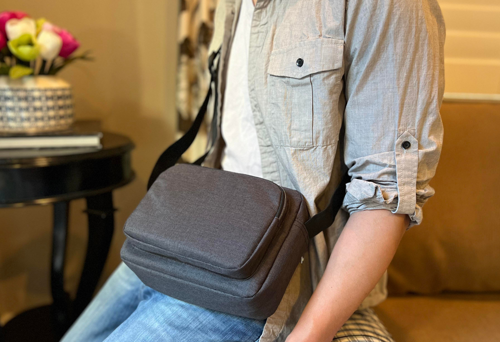 Heathered Three-Zipper Crossbody Sling Bag 3