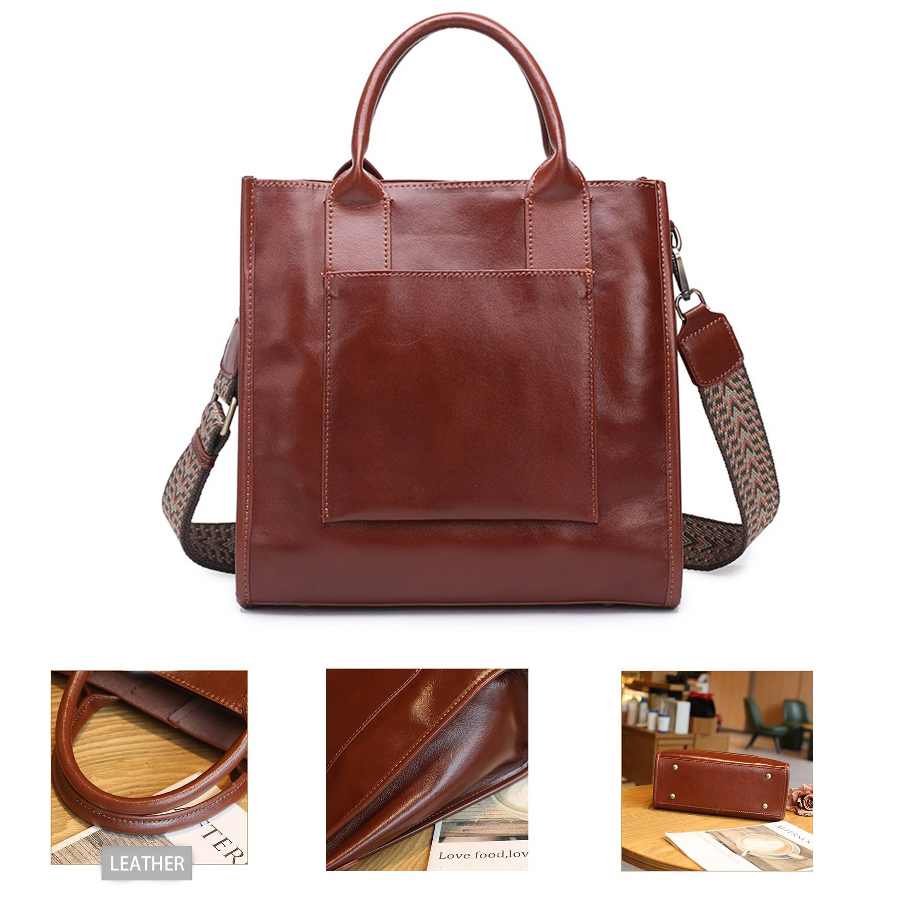 Vegan Leather Simple Vintage Shoulder Retro Handbag 13