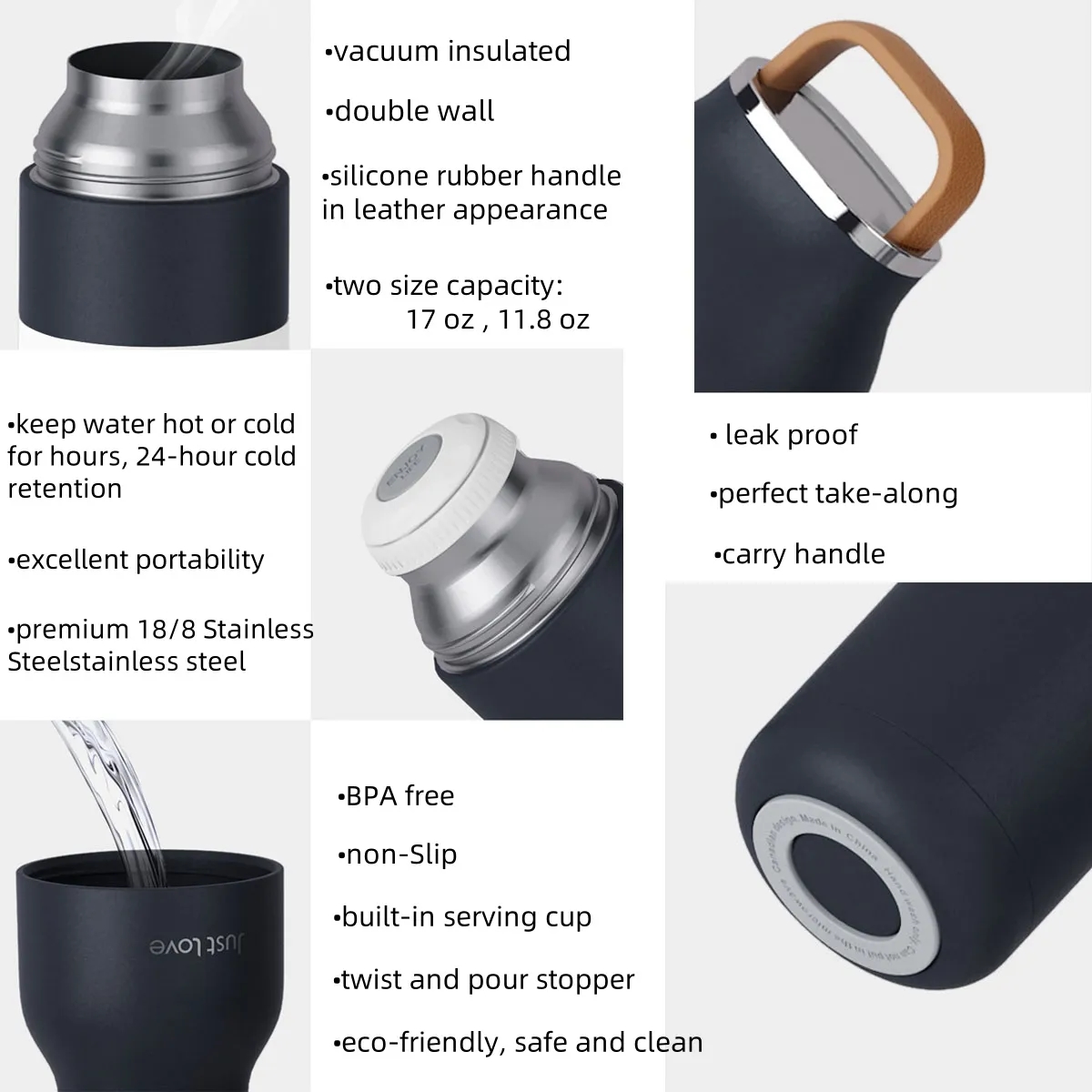 Wide Mouth Insulated Water Bottle Stainless Thermos 5