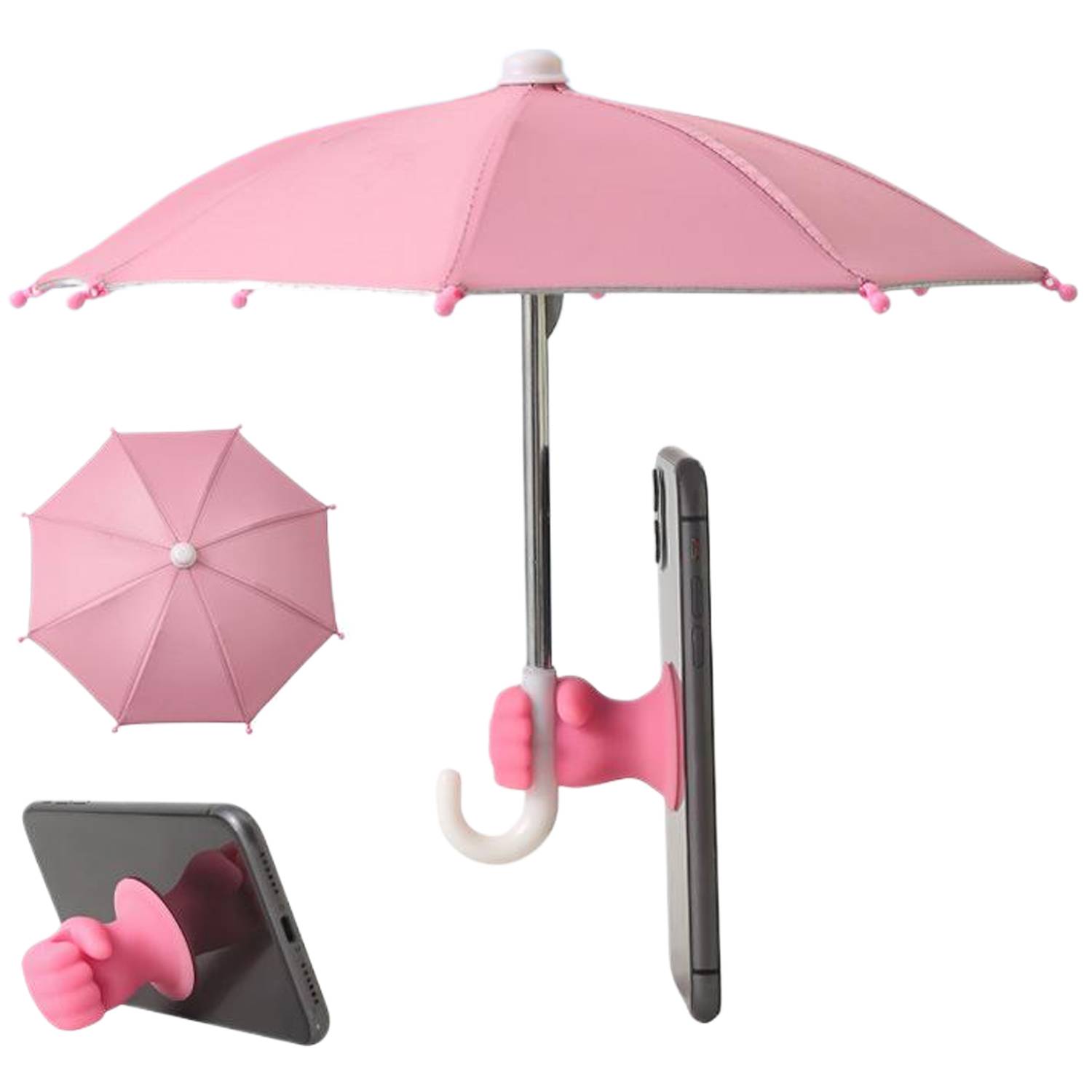 Mini Waterproof Phone Umbrella w/ Fist Grip Stand 6