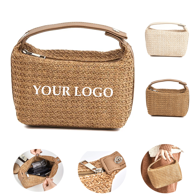 Straw Handbag Woven Tote Bag, custom tote bag with logo imprint 4