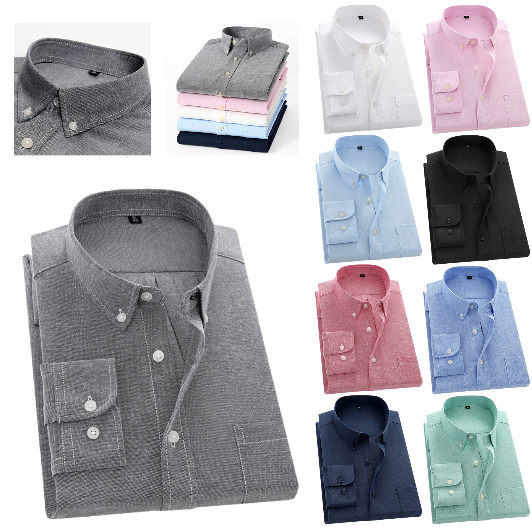 Oxford Mens Shirt Wrinkle Resistant Slim 9