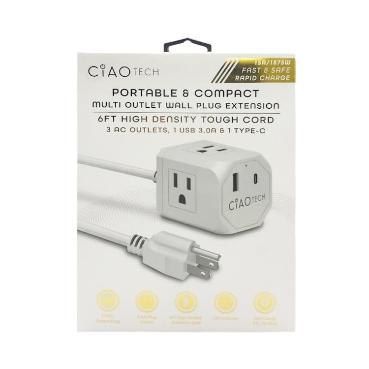 Multi-Outlet Wall Plug Extenders - USB Type C A/C 2