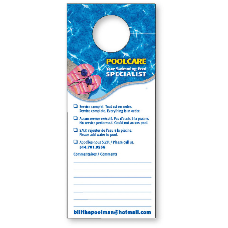 14pt Card Stock Door Hanger, 3.5" x 8.5", Full Colour Both sides