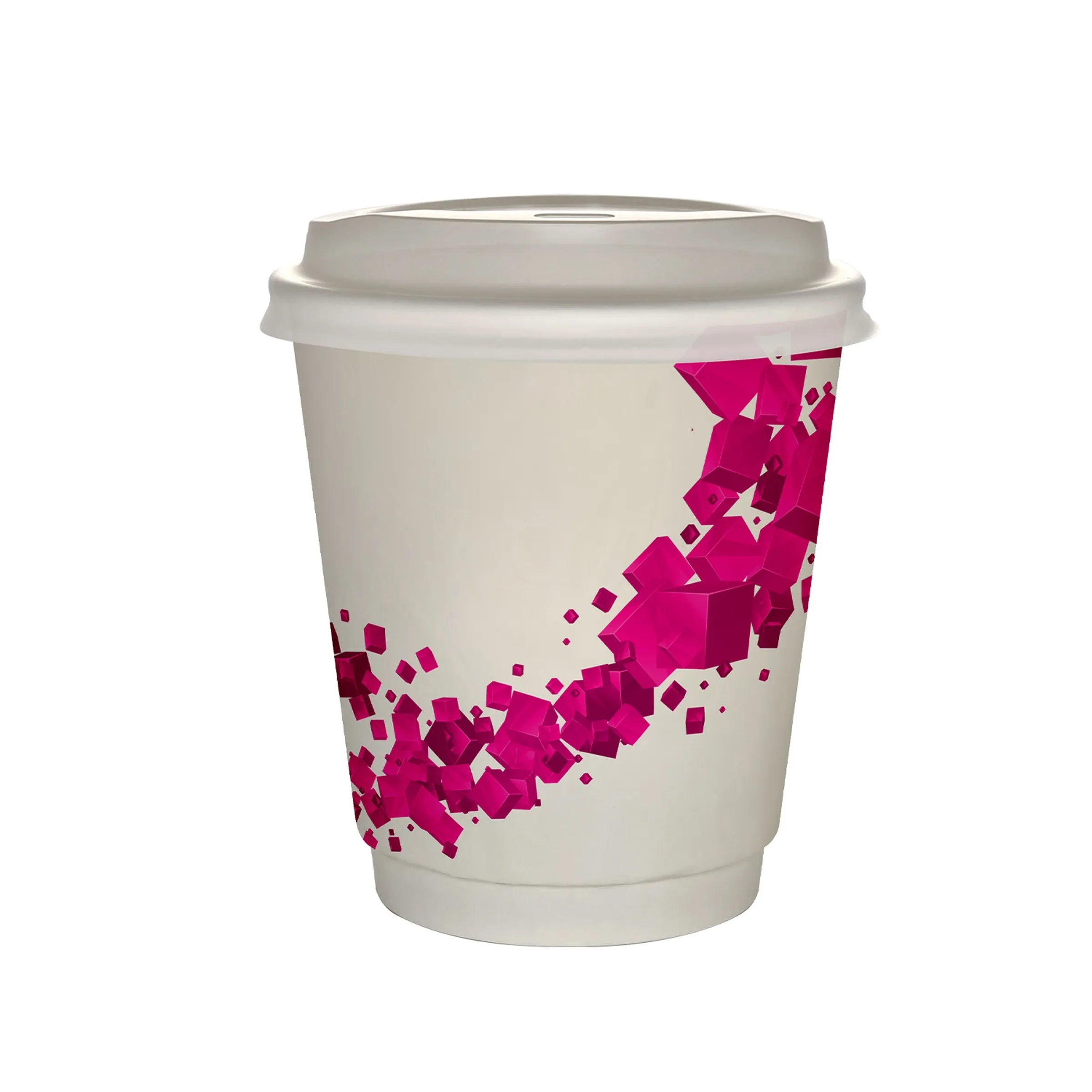 10 oz Full Color Floating Cubes Insulated Paper Cup With Lid 8