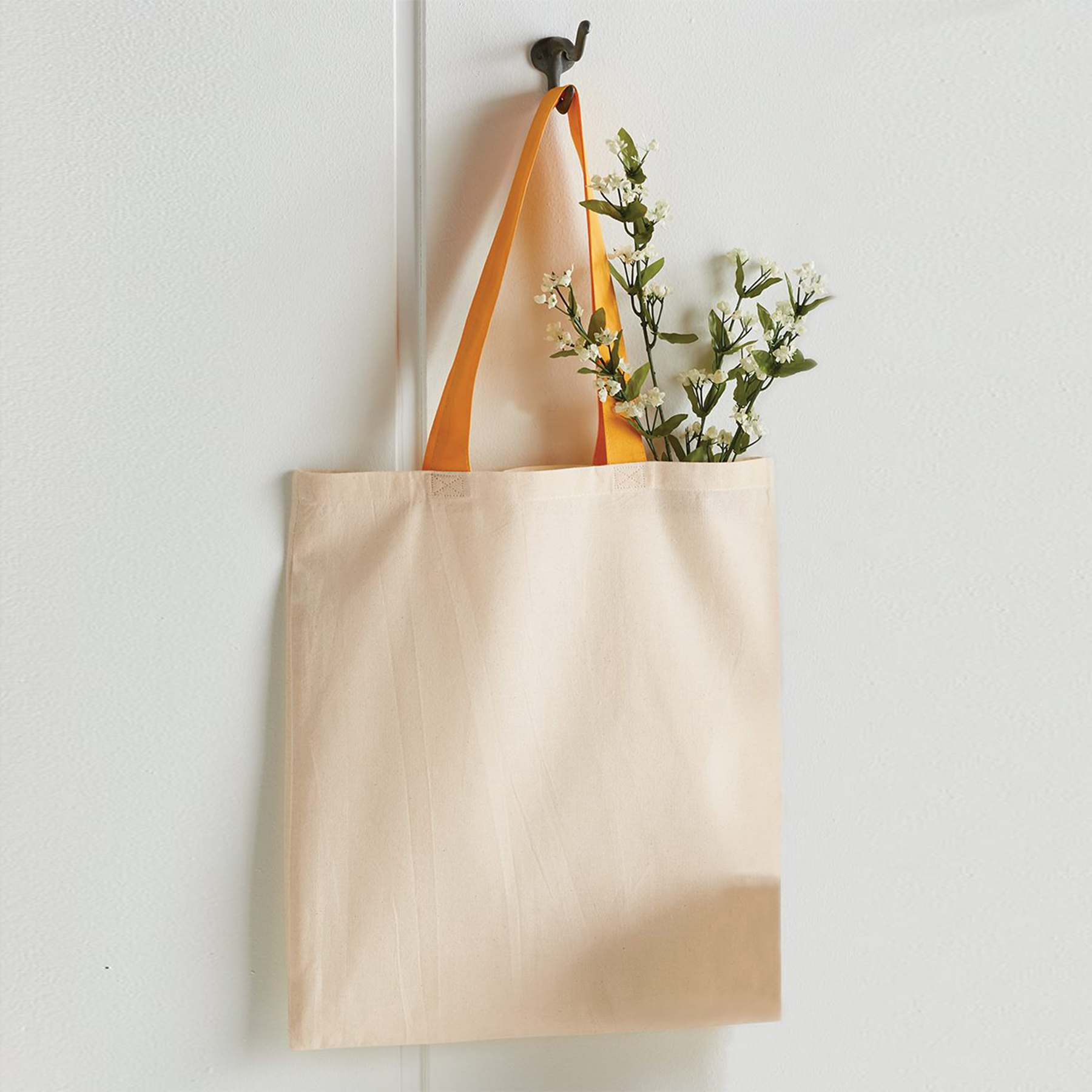 6 oz. 100% Cotton Canvas Tote Bag with Color Handle 21