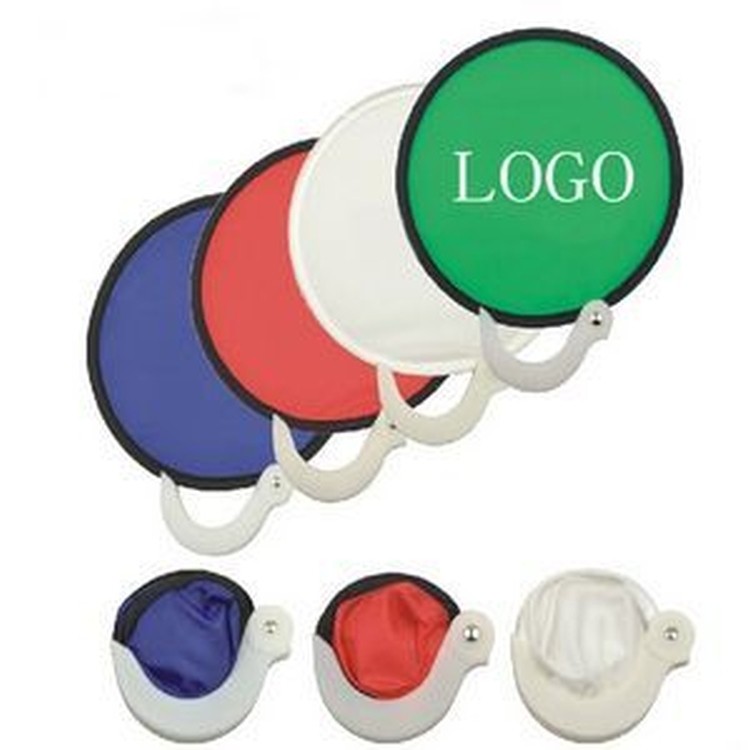 Round Polyester Folding Fan With Plastic Handle 2