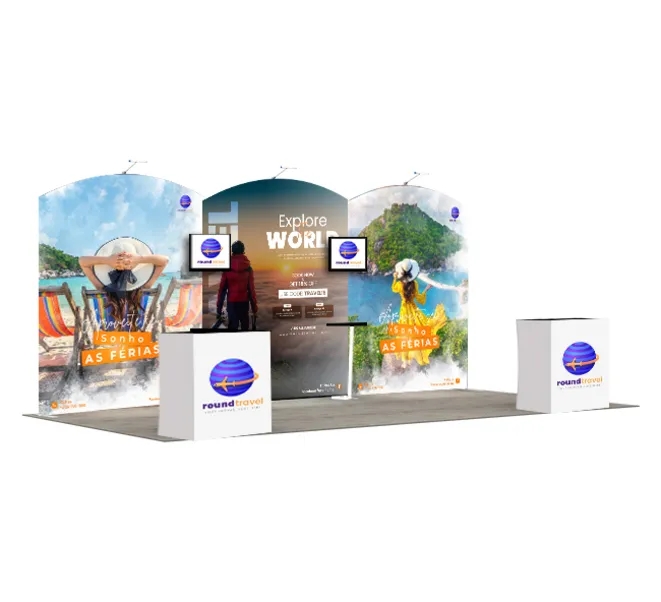 20ft Inline Trade Show Booth – LED Backlit Display with Counters & Branding 4